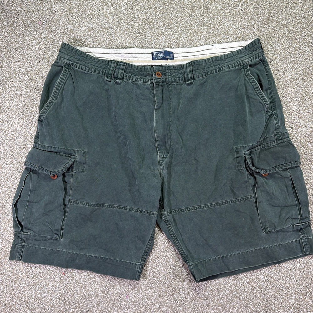 Vintage Polo Ralph Lauren Cargo Shorts Dark Green 90s Loose Fit 46Waist